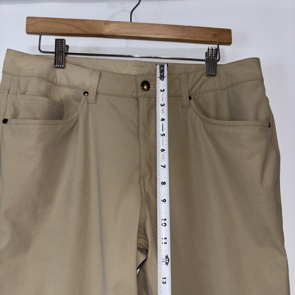 Lululemon Khaki Slim Straight Five Pocket Stretch Pants Men Size 33 Tan Works - Picture 4 of 11